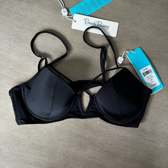 Beach Bunny Dylan Black underwire bikini top large nwt - Picture 2 of 6